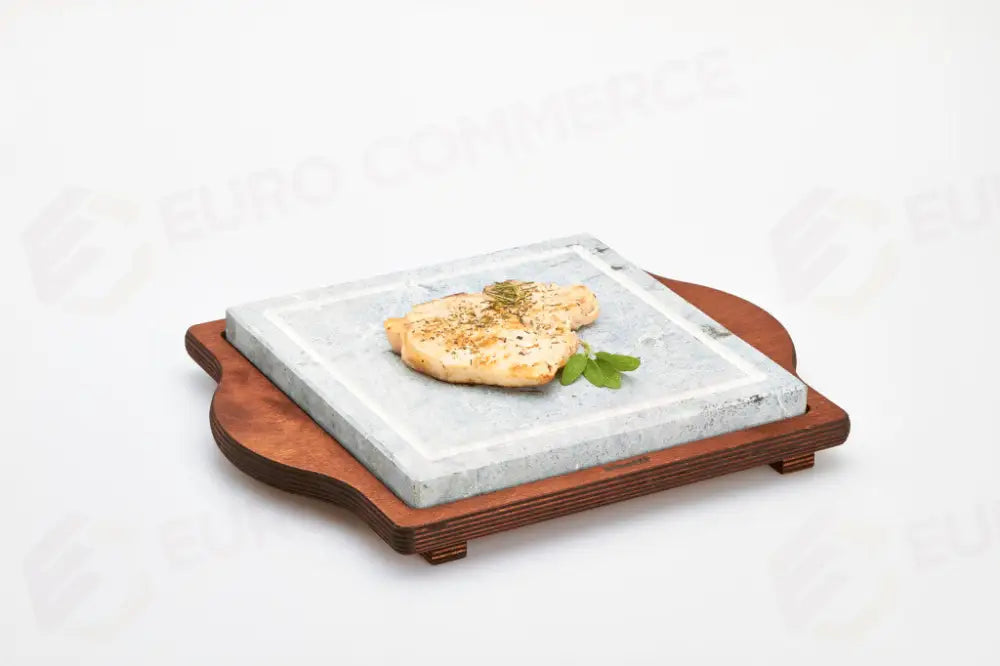PIETRA OLLARE QUADRATA CON SUPPORTO LEGNO 25X25 CM 99012 BISETTI - 0400112 - MEDRI