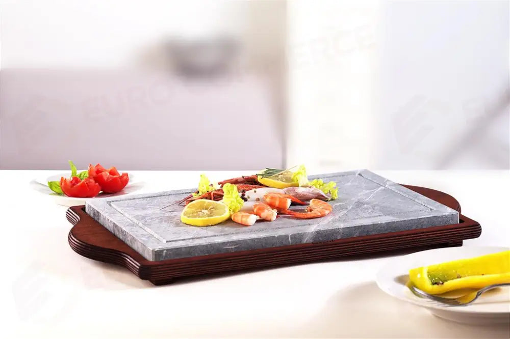 PIETRA OLLARE RETTANGOLARE CON SUPPORTO LEGNO 40X25 CM 99014 BISETTI - 0400155 - MEDRI