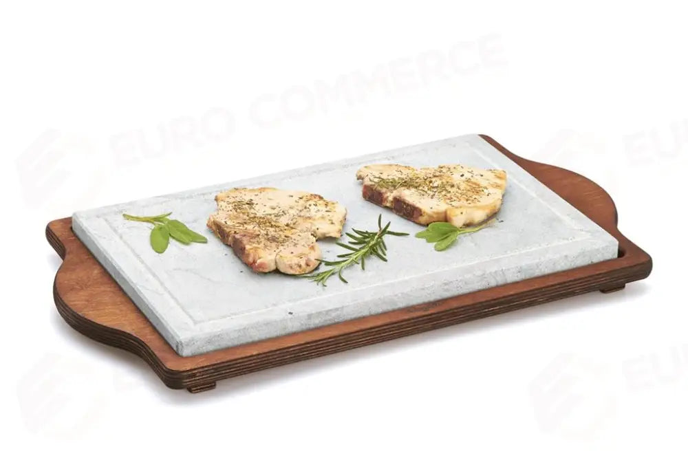 PIETRA OLLARE RETTANGOLARE CON SUPPORTO LEGNO 40X25 CM 99014 BISETTI - 0400155 - MEDRI