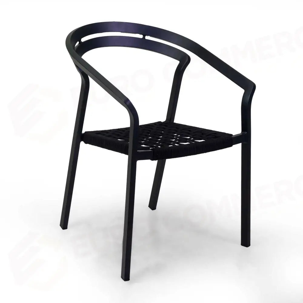 POLTRONA ALLUMINIO ALEDO ANTRACITE C/CORDA NERO CM57X58,5H85 - 6471220000 - VACCHETTI