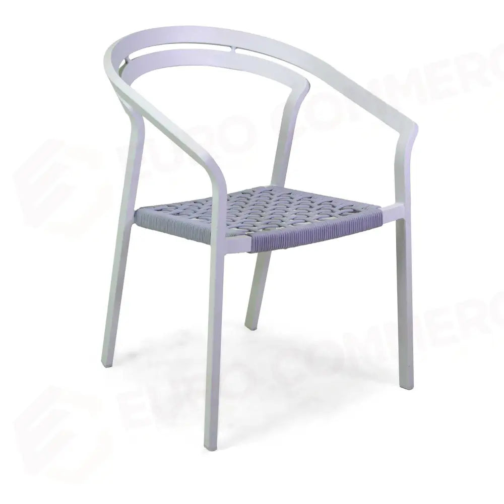 POLTRONA ALLUMINIO ALEDO BIANCO C/CORDAGRIGIO CHIARO CM57X58,5H85 - 6471200000 - VACCHETTI