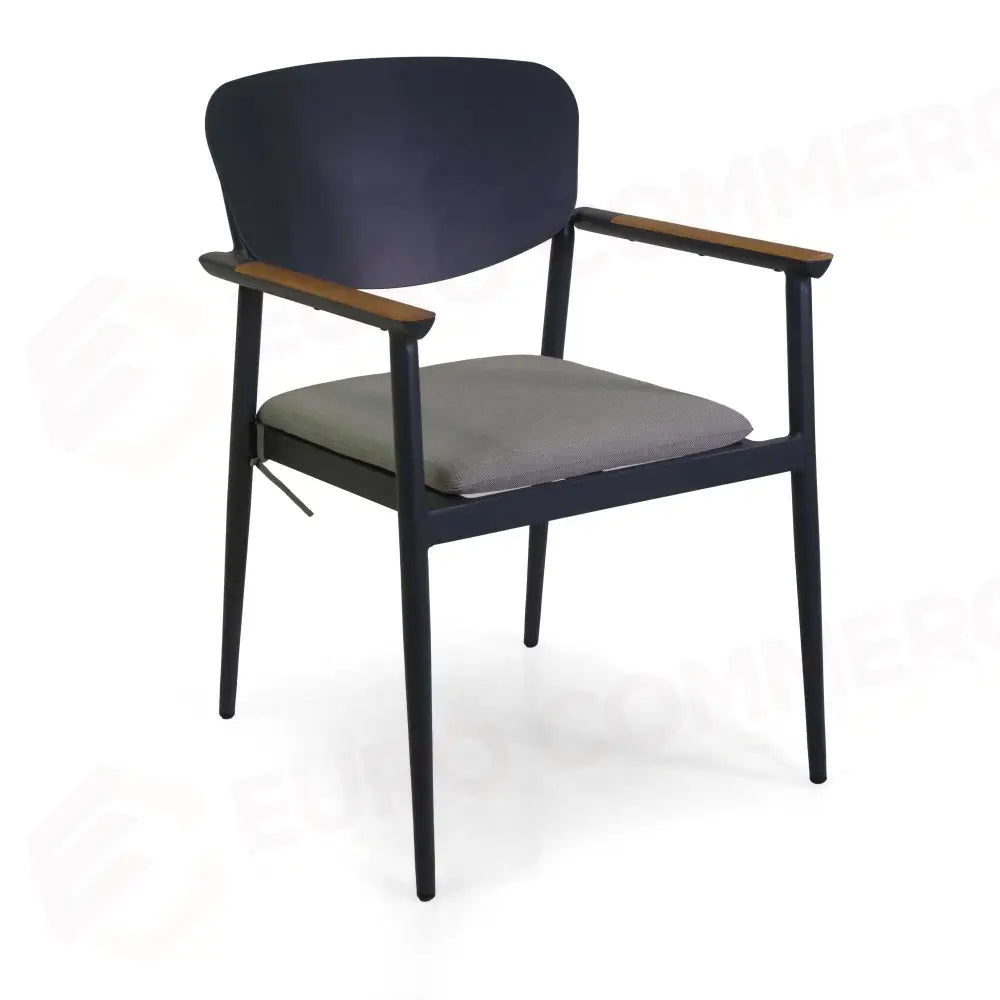 POLTRONA ALLUMINIO E TEAK SAIGON ANTRACITE C/CUSCINO CM57X61H43/83 - 6470380000 - VACCHETTI