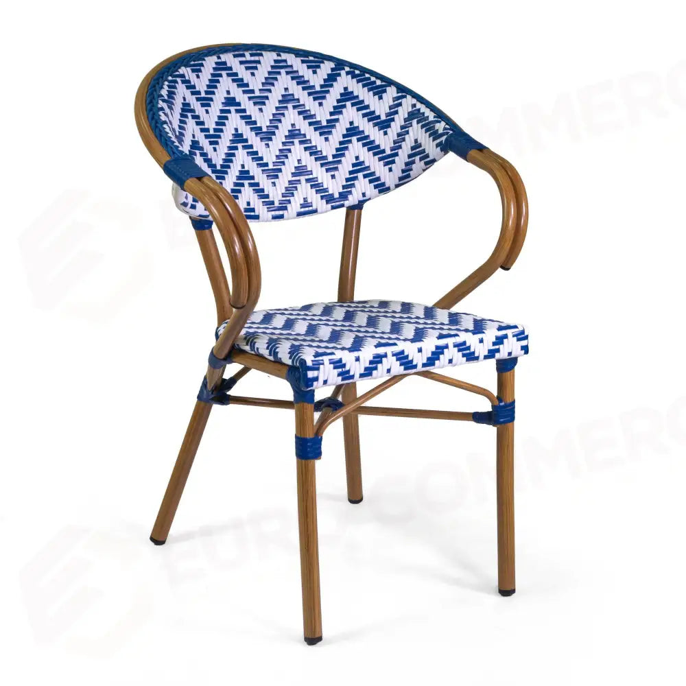 POLTRONA FRANCESE ALLUMINIO NATURALE POLYRATTAN BIANCO BLU CM58X59H45/82 - 6470240000 - VACCHETTI