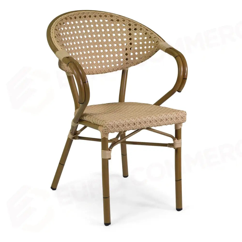 POLTRONA FRANCESE ALLUMINIO POLYRATTAN NATURALE CM58X59H45/82 - 6470210000 - VACCHETTI