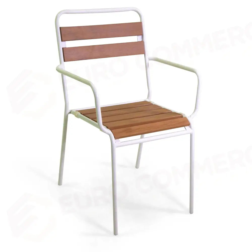 POLTRONA METALLO LOKI BIANCO CON POLYWOOD CM56X60H45/64/86 - 6466690000 - VACCHETTI