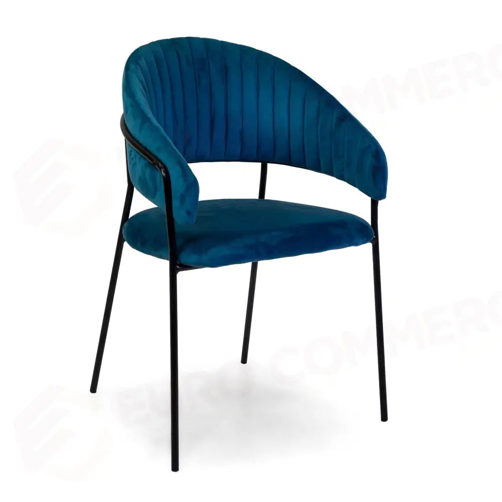 POLTRONA VELLUTO CHLOE BLU STRUTTURA NERO CM59X51H49/83,5 - 2811570000 - VACCHETTI