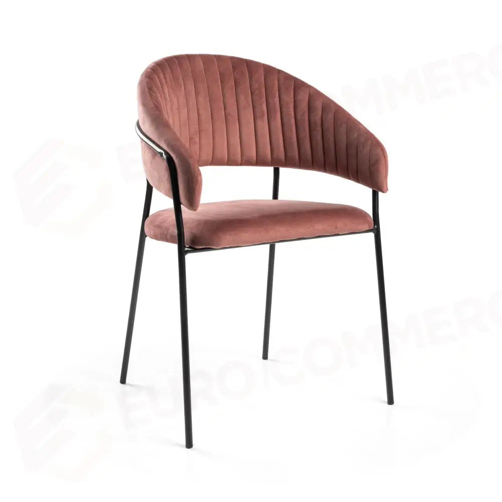 POLTRONA VELLUTO CHLOE ROSA ANTICO STRUTTURA NERO CM59X51H49/83,5 - 2811730000 - VACCHETTI