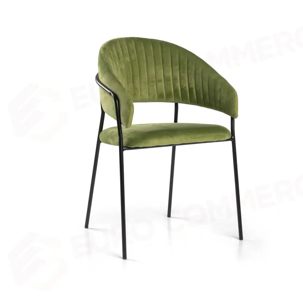 POLTRONA VELLUTO CHLOE VERDE STRUTTURA NERO CM59X51H49/83,5 - 2811740000 - VACCHETTI