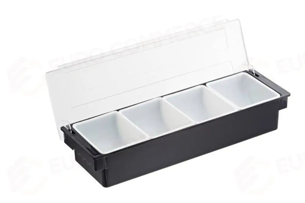 PORTACONDIMENTI BAR NERO - 4 COMP 60 CL - 50X15,5X9 CM - T5042 - LEONE - ACCESSORI BAR