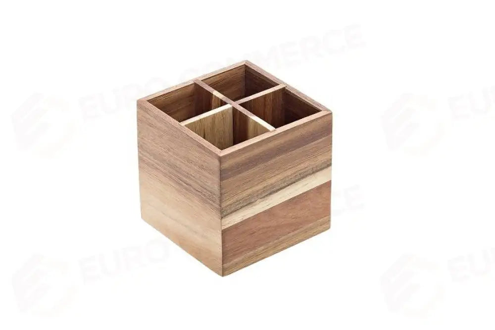 PORTAPOSATE IN ACACIA 4 SCOMPARTI NATURALE - 15X15X15 CM - S5044 - LEONE - ESPOSITORI BUFFET IN ACACIA