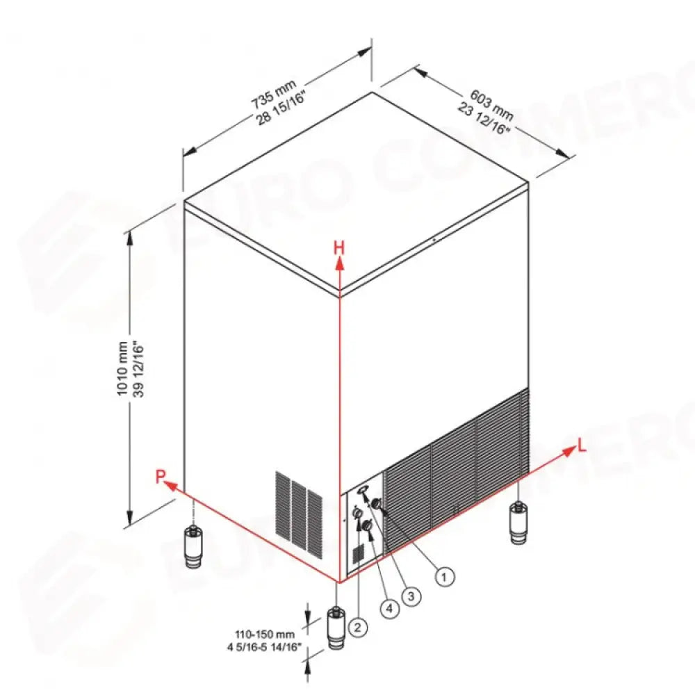 PRODUTTORE DI GHIACCIO CON CONTENITORE INCORPORATO - SISTEMA A SPRUZZO - CB955 HC - BREMA