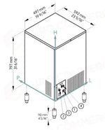 PRODUTTORE DI GHIACCIO CON CONTENITORE INCORPORATO - SISTEMA A SPRUZZO - ECP 52 CUBETTO PIENO QUADRATO NG - BREMA