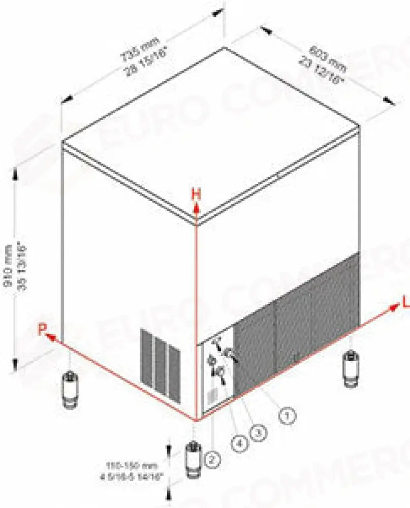 PRODUTTORE DI GHIACCIO CON CONTENITORE INCORPORATO - SISTEMA A SPRUZZO - CB840 - BREMA