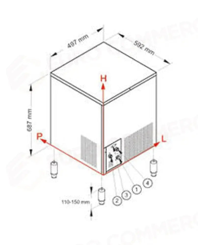 PRODUTTORE DI GHIACCIO CON CONTENITORE INCORPORATO - SISTEMA A SPRUZZO - SL70 FROZEN QUBE R290 - BREMA