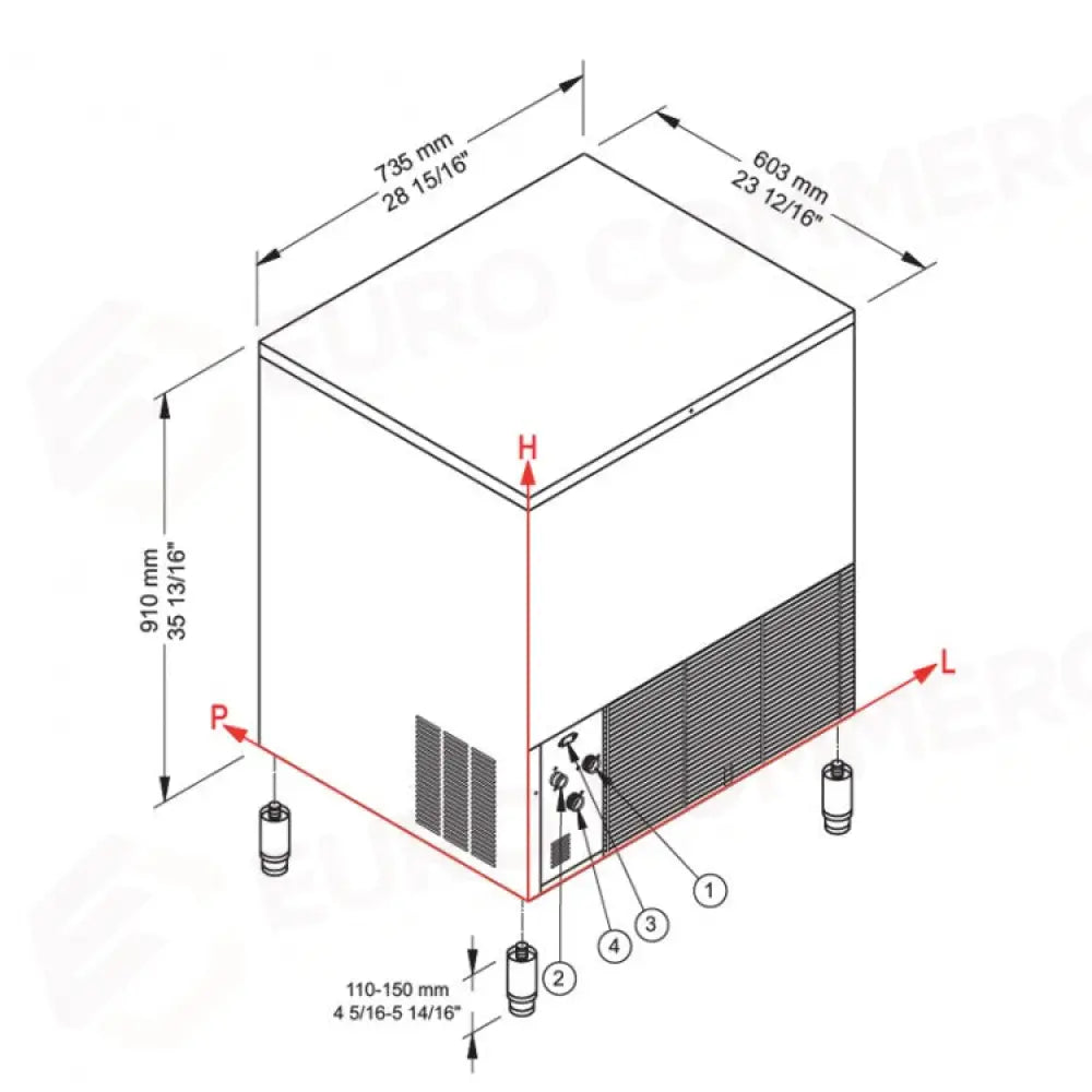 PRODUTTORE DI GHIACCIO CON CONTENITORE INCORPORATO - SISTEMA A SPRUZZO - CB840 HC B-QUBE - BREMA