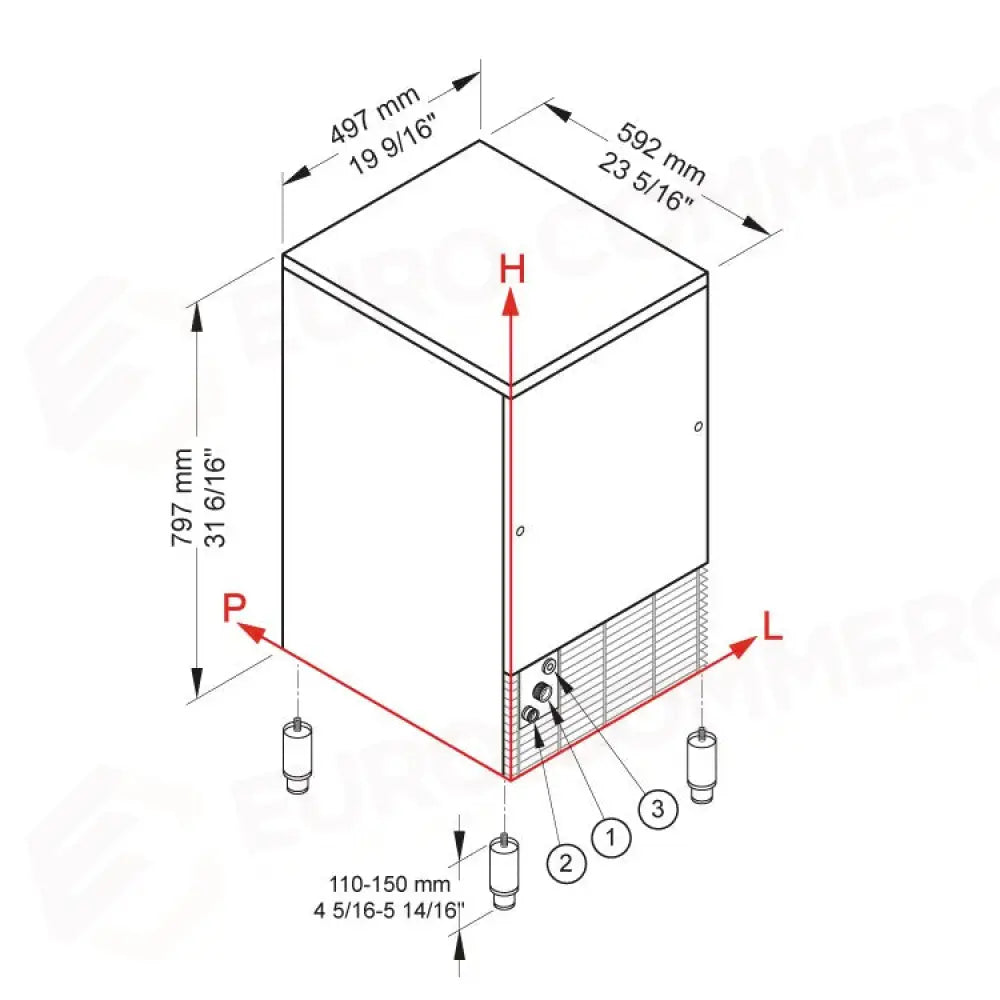 PRODUTTORE DI GHIACCIO CON CONTENITORE INCORPORATO - SISTEMA A SPRUZZO - CB425 HC B-QUBE - BREMA