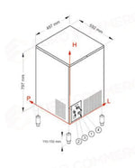 PRODUTTORE DI GHIACCIO CON CONTENITORE INCORPORATO - SISTEMA A SPRUZZO - SL90 FROZEN QUBE R290 - BREMA