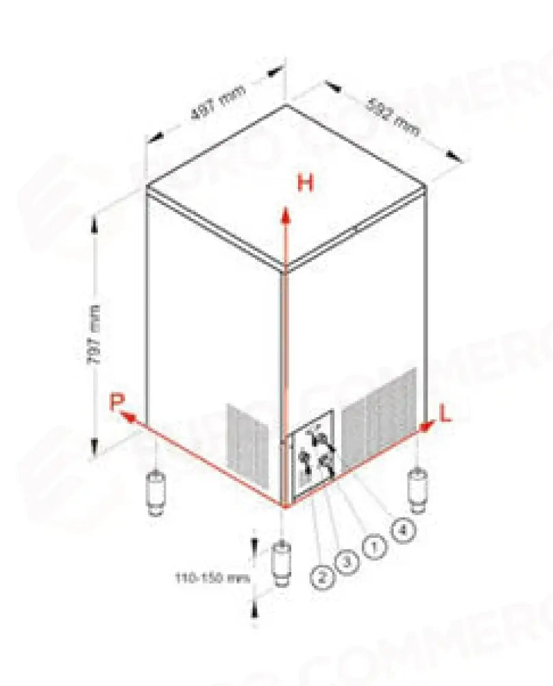 PRODUTTORE DI GHIACCIO CON CONTENITORE INCORPORATO - SISTEMA A SPRUZZO - SL90 FROZEN QUBE R290 - BREMA