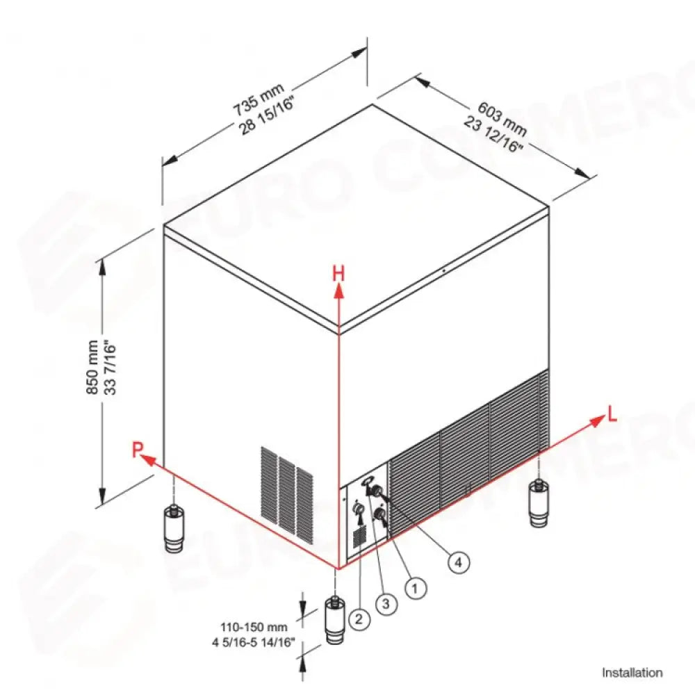 PRODUTTORE DI GHIACCIO CON CONTENITORE INCORPORATO - SISTEMA A SPRUZZO - CB640 HC - BREMA