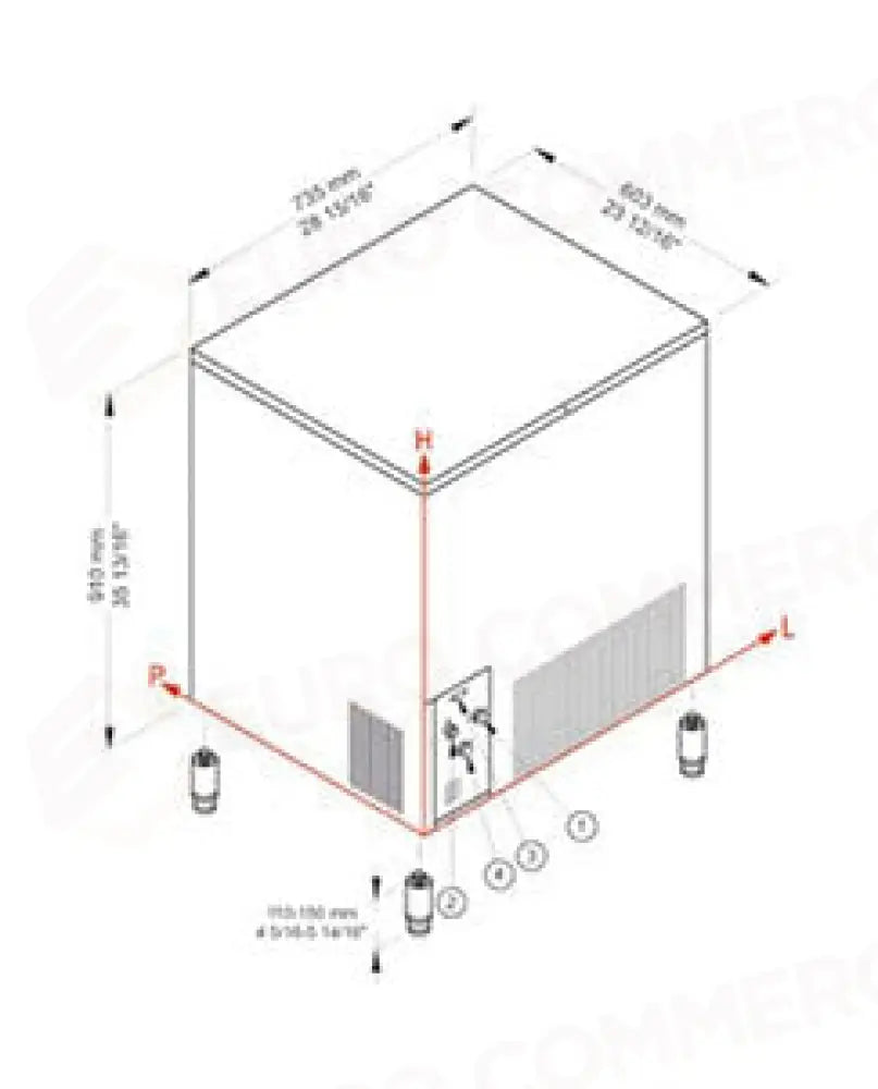 PRODUTTORE DI GHIACCIO CON CONTENITORE INCORPORATO - SISTEMA A SPRUZZO - SL140 FROZEN QUBE R290 - BREMA
