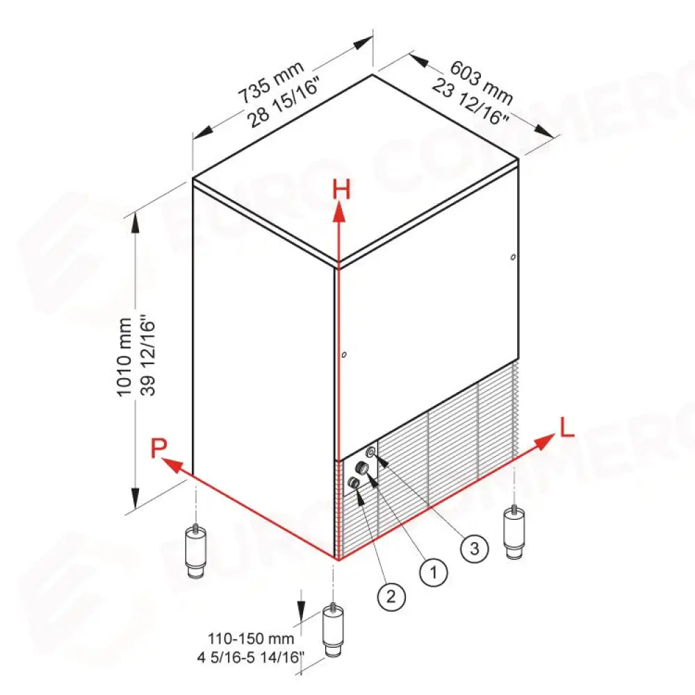 PRODUTTORE DI GHIACCIO CON CONTENITORE INCORPORATO - SISTEMA A SPRUZZO - CB955 HC B-QUBE - BREMA