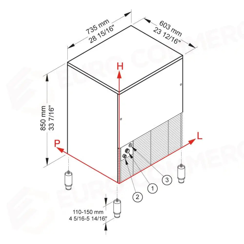 PRODUTTORE DI GHIACCIO CON CONTENITORE INCORPORATO - SISTEMA A SPRUZZO - CB640 HC B-QUBE - BREMA