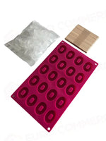 RAINBOW STICK - KIT CON STAMPO IN SILICONE PER GELATO A STECCO - STAMPO PX3212 DIM. MM 46 X 35 X 12 H VOL ~ 12 ML + 50