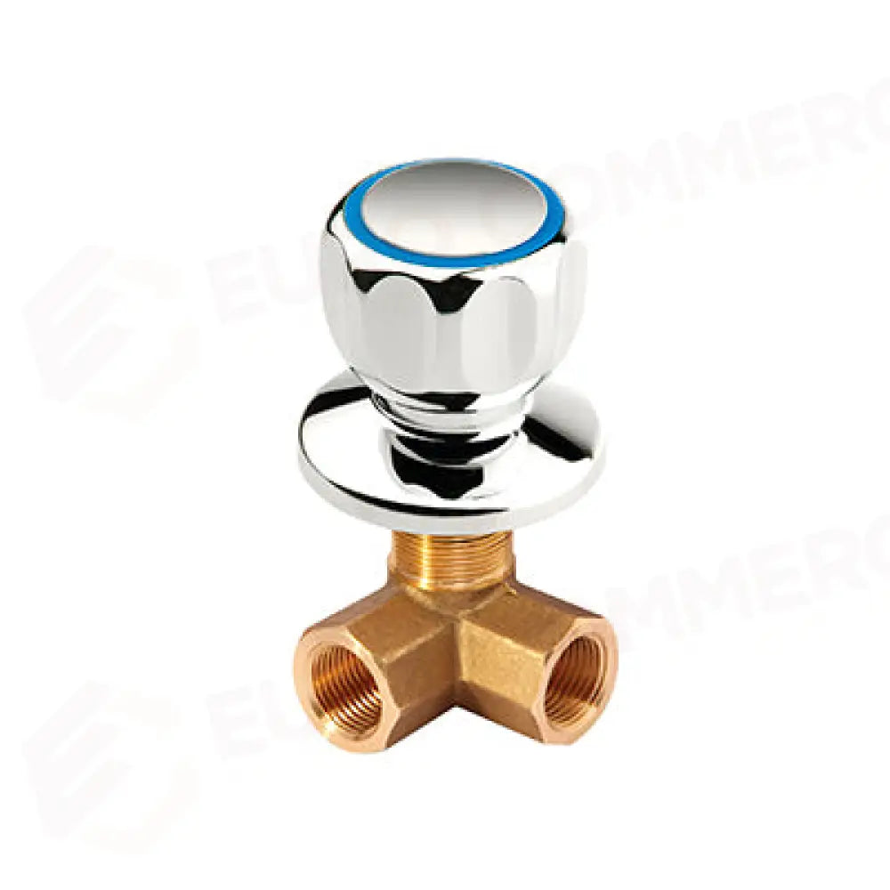 RUBINETTO D`ARRESTO AD ANGOLO DX DA 1/2’’ MANIGLIA ROTONDA CON PLACCHETTA BLU - R0301010202 - MONOLITH