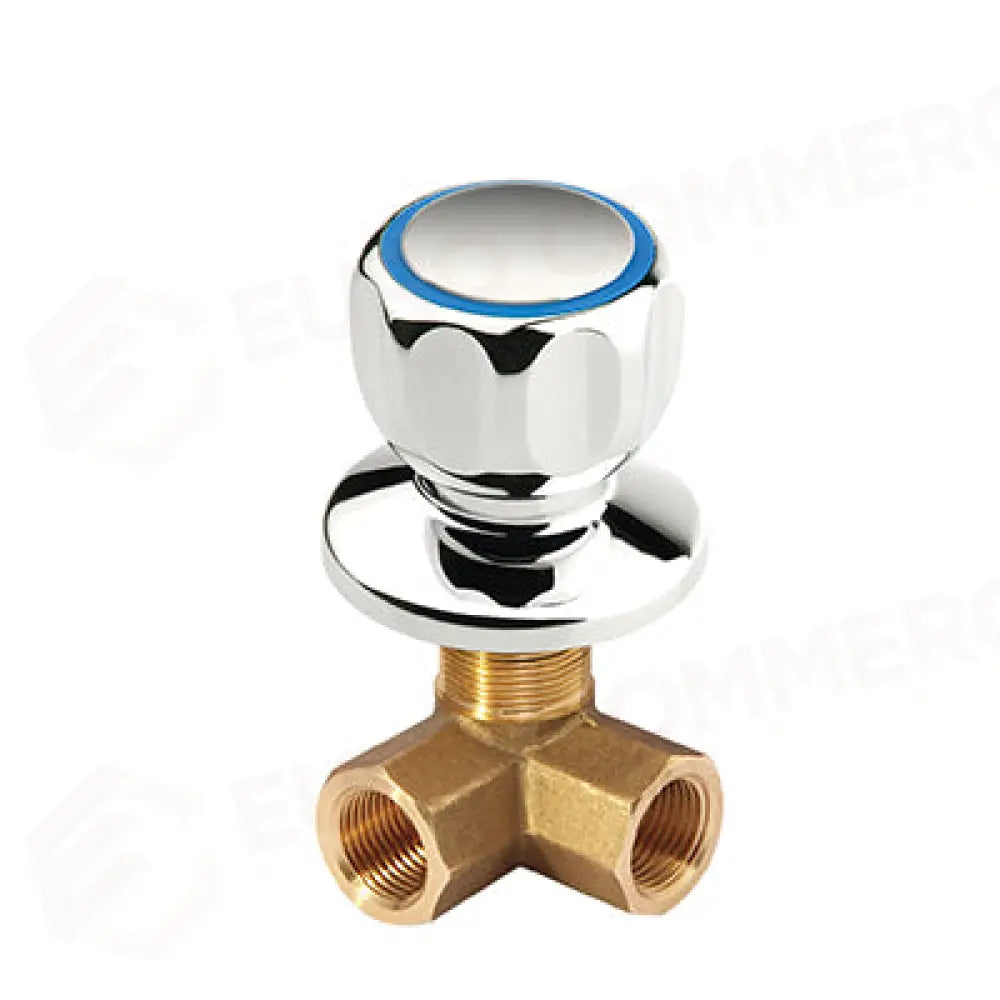 RUBINETTO D`ARRESTO AD ANGOLO SX DA 1/2’’ MANIGLIA ROTONDA CON PLACCHETTA BLU - R0301010201 - MONOLITH