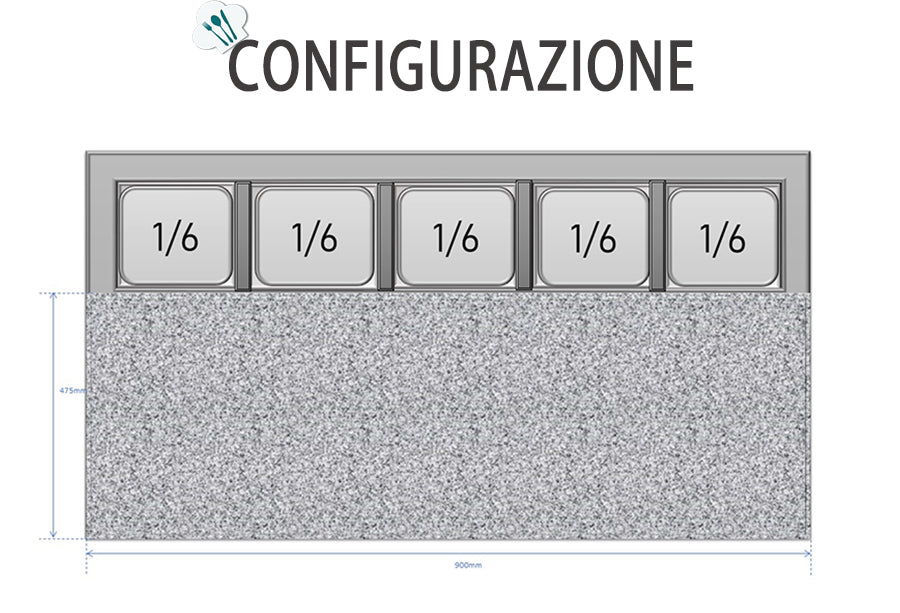 SALADETTE ATOSA ESL3831-GR 2 ANTE CON PORTACONDIMENTI - 5 X GN 1/6 - ESL3831-GR - ATOSA