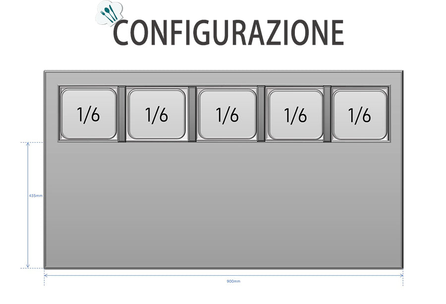 SALADETTE ATOSA ESL3832-GR 2 ANTE CON PORTACONDIMENTI - 5 X GN 1/6 - ESL3832-GR - ATOSA