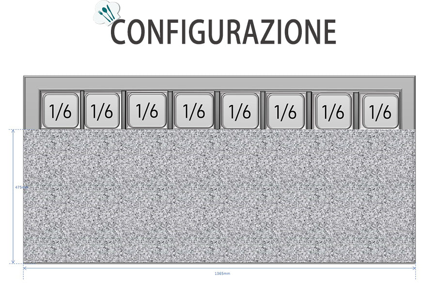 SALADETTE ATOSA ESL3854-GR 3 ANTE CON PORTACONDIMENTI - 8 X GN 1/6 - ESL3854-GR - ATOSA