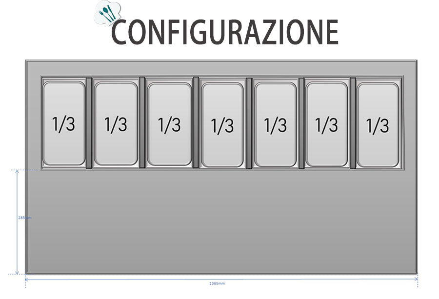 SALADETTE ATOSA ESL3869-GR 3 ANTE CON PORTACONDIMENTI - 7 X GN 1/3 - ESL3869-GR - ATOSA