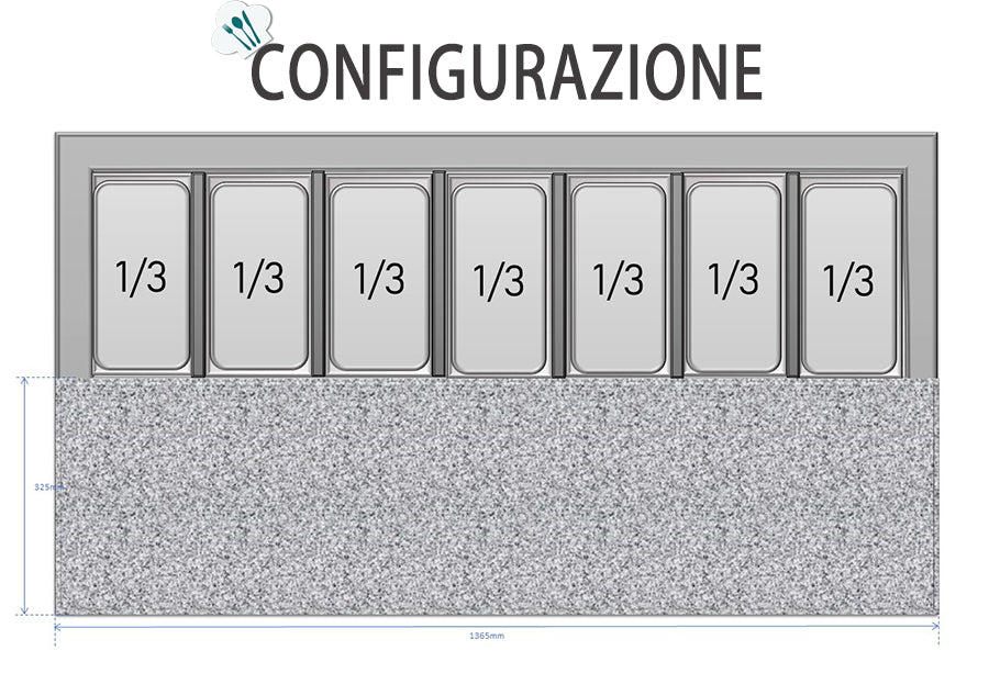 SALADETTE ATOSA ESL3858-GR 3 ANTE CON PORTACONDIMENTI - 7 X GN 1/3 - ESL3858-GR - ATOSA