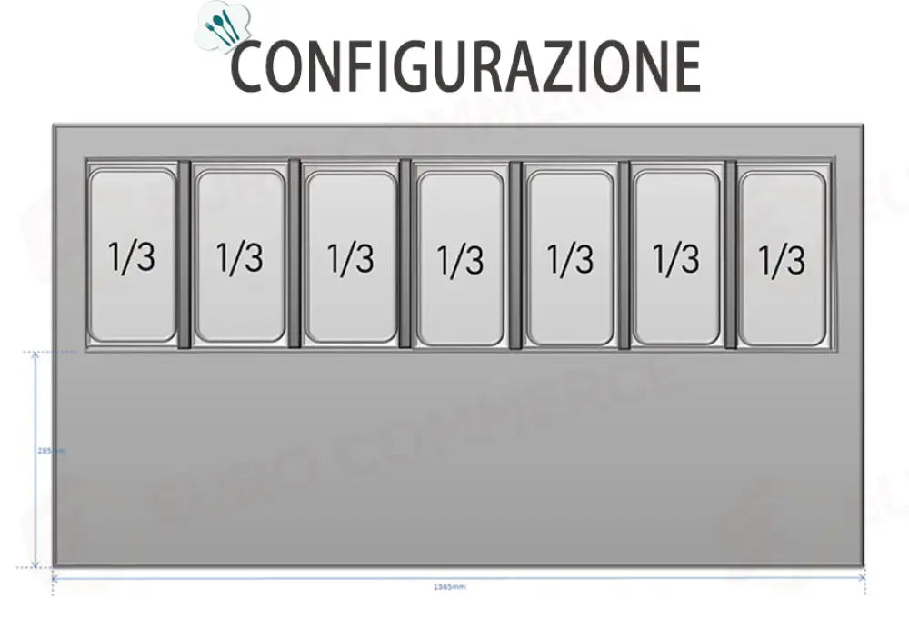 SALADETTE ATOSA ESL3869-GR 3 ANTE CON PORTACONDIMENTI - 7 X GN 1/3