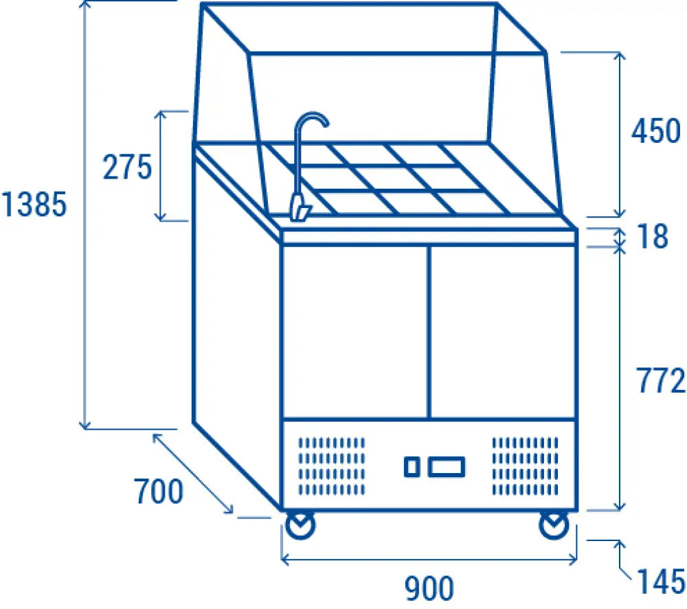 SALADETTE REFRIGERATA GN1/1 (TOP APRIBILE E RUBINETTO) +2°/+10°C - BB 90 - COOL HEAD