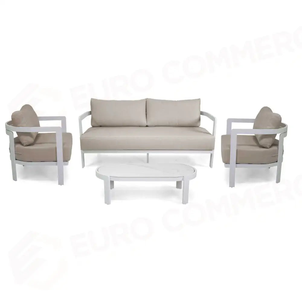 SALOTTO ALLUMINIO ALEDO 2 POSTI BIANCO C/CUSCINI GRIGIO CHIARO - 6471170000 - VACCHETTI