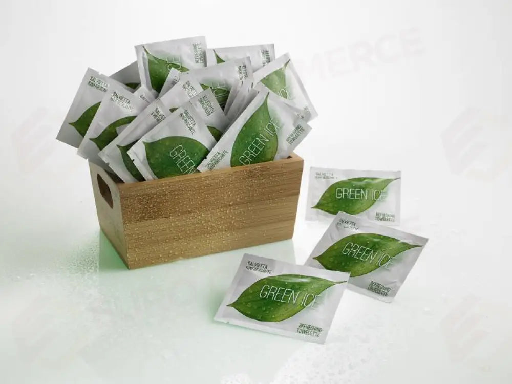 SALVIETTA GREEN ICE BIANCO/VERDE - 14X6 CM - T6343 - LEONE - SALVIETTE