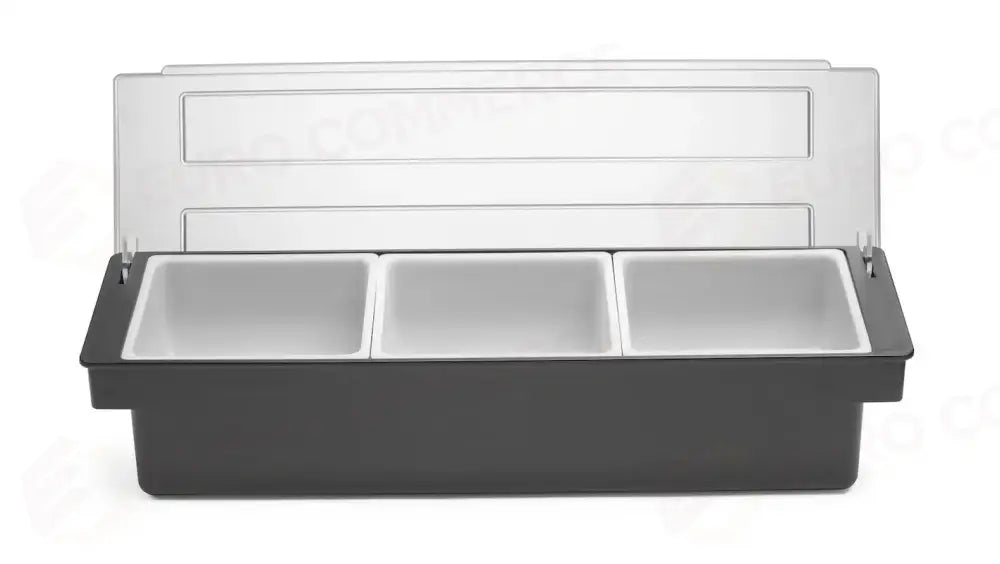 SCATOLA DEGLI INGREDIENTI – 3 CONTENITORI BARUP NERO 480X150X(H)100MM - HENDI