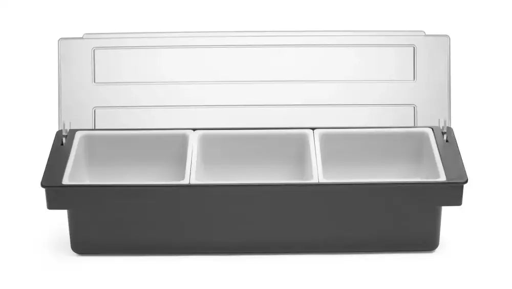 SCATOLA DEGLI INGREDIENTI – 3 CONTENITORI BARUP NERO 480X150X(H)100MM - HENDI