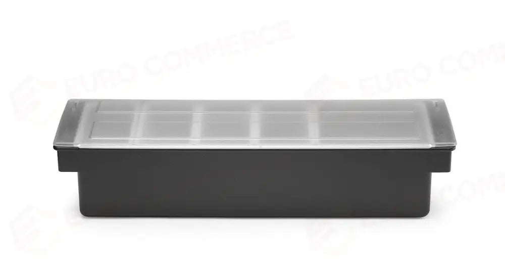 SCATOLA DEGLI INGREDIENTI - 5 CONTENITORI BARUP NERO 480X150X(H)100MM - HENDI
