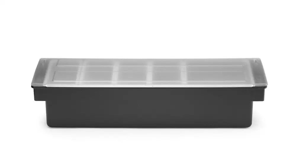 SCATOLA DEGLI INGREDIENTI - 5 CONTENITORI BARUP NERO 480X150X(H)100MM - HENDI