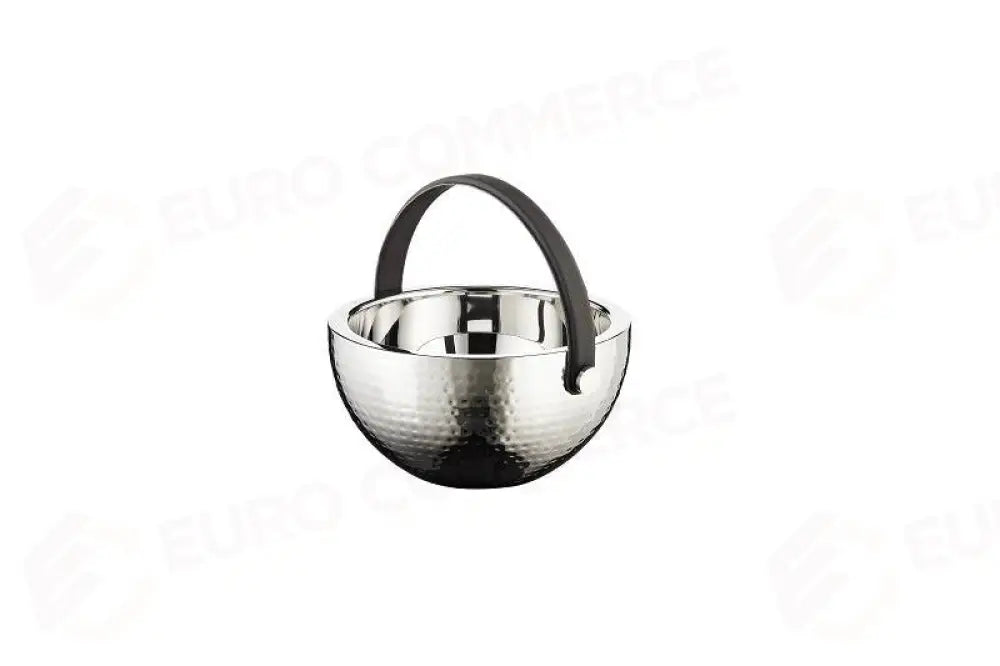 SECCHIELLO PORTAGHIACCIO IN ACCIAIO MARTELLATO CON MANICO ACCIAIO - Ø27 CM - P2107 - LEONE - ACCIAIO MARTELLATO