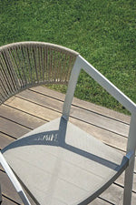 SEDIA CAGLIARI IN ALLUMINIO - TEXTILENE COFFEE - WICKER CANAPA - BIANCO