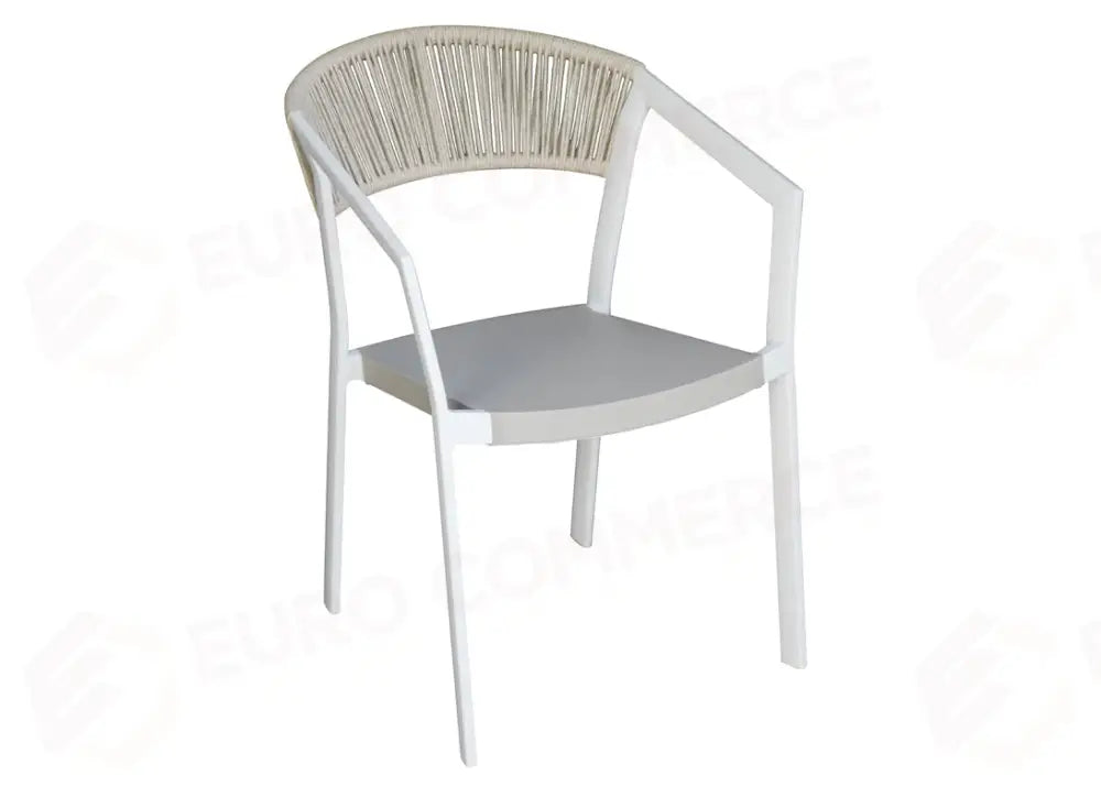 SEDIA CAGLIARI IN ALLUMINIO - TEXTILENE COFFEE - WICKER CANAPA - BIANCO
