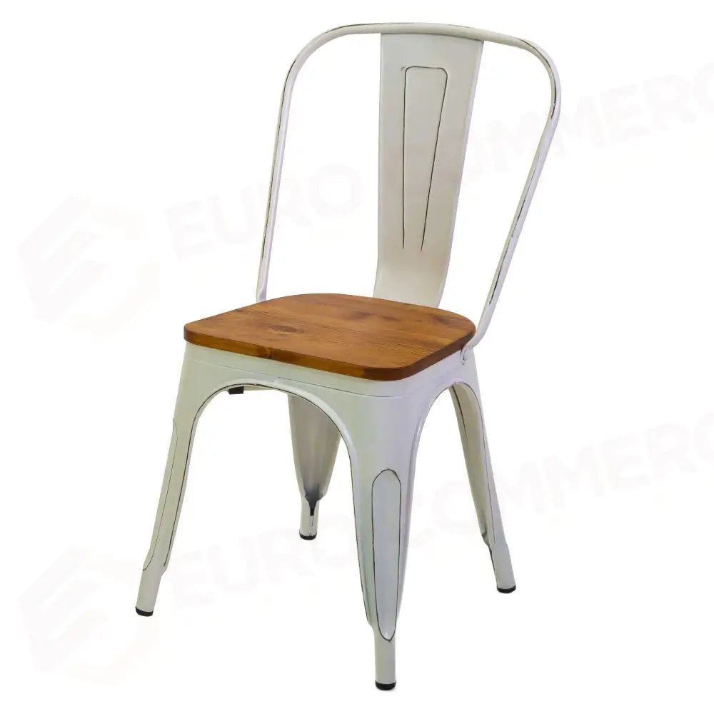 SEDIA FERRO NEW BRISTOL BIANCO ANTICO SEDUTA LEGNO CM43X43H45/84 - 8041890000 - VACCHETTI
