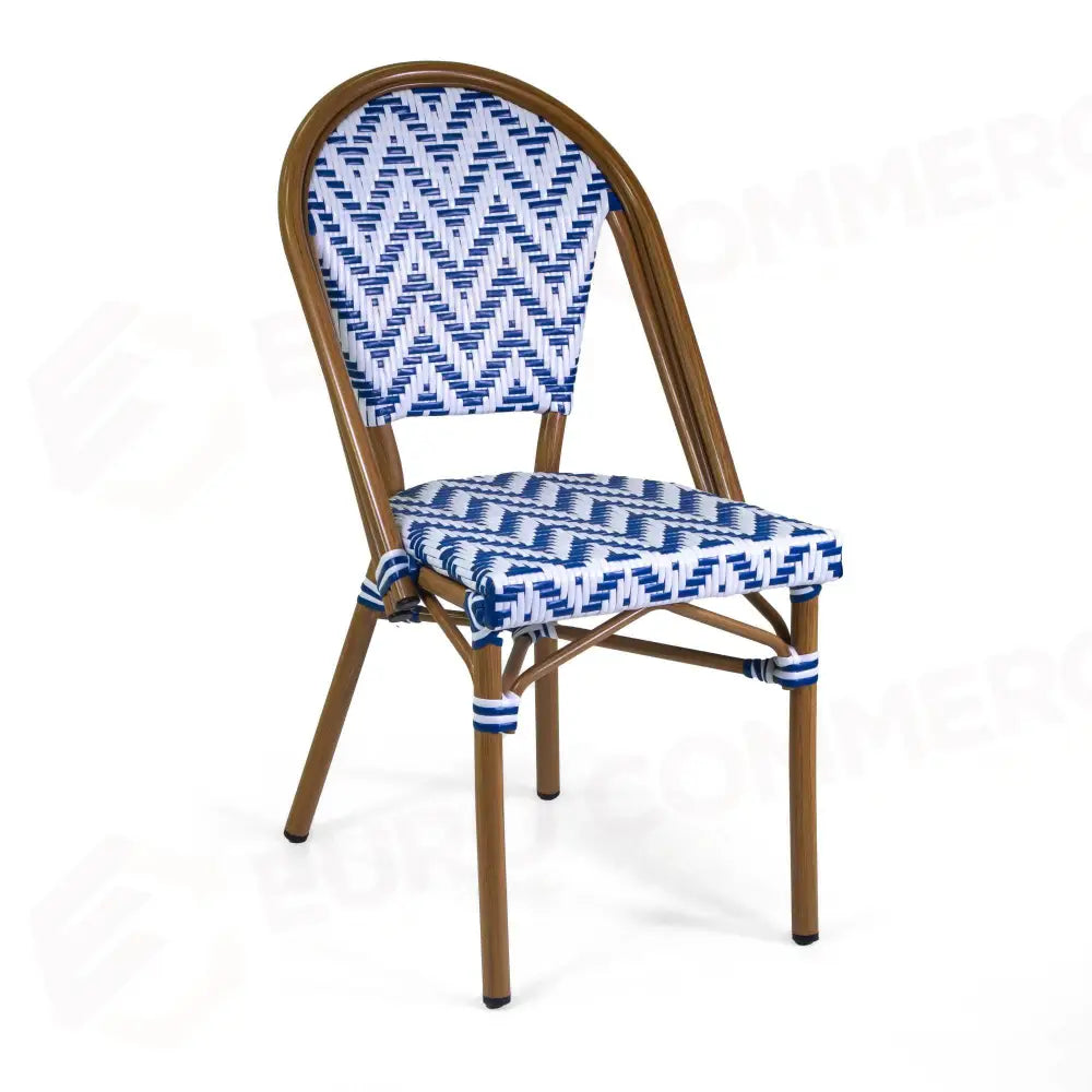 SEDIA FRANCESE ALLUMINIO NATURALE POLYRATTAN BIANCO BLU CM46X56H45/87 - 6470220000 - VACCHETTI