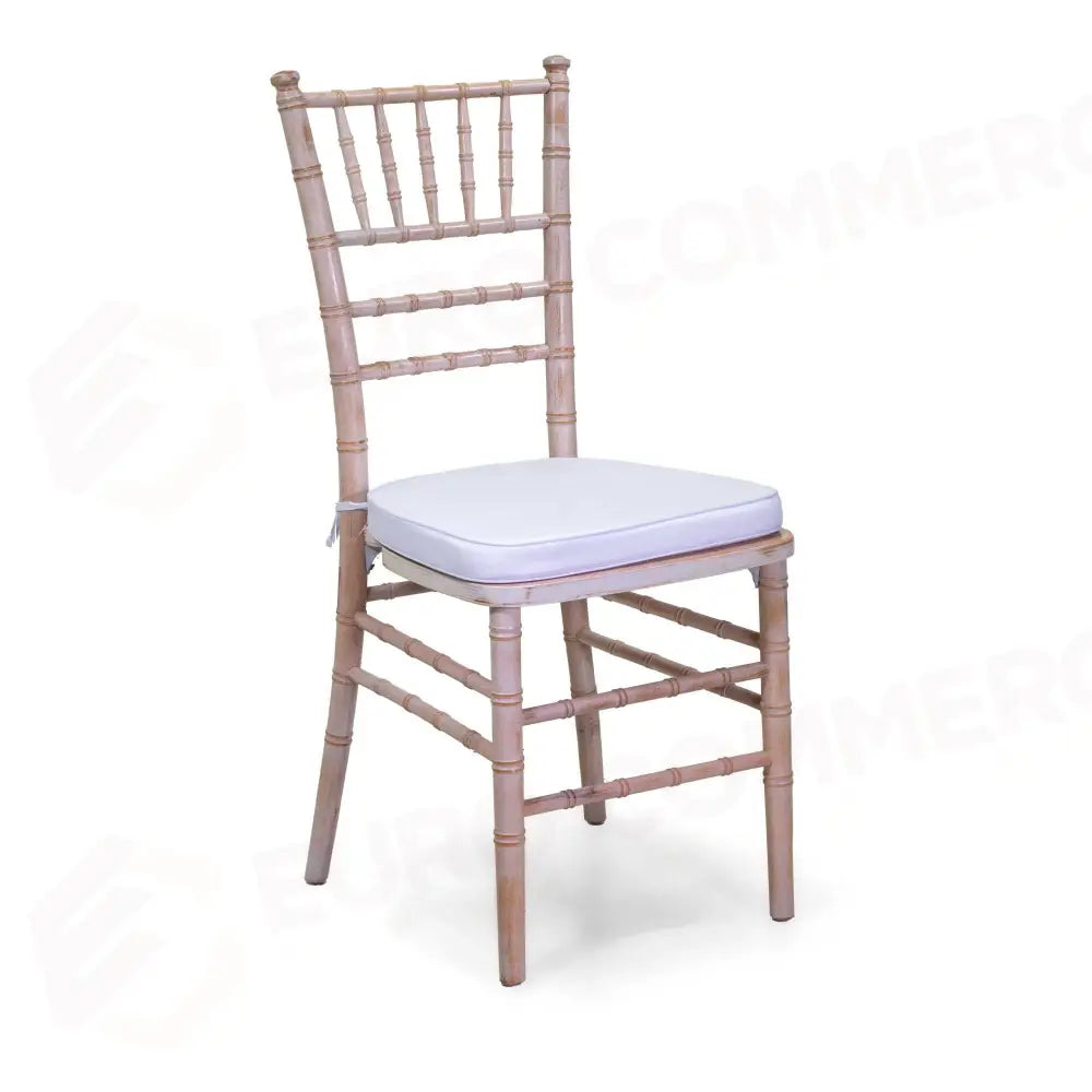 SEDIA LEGNO CHIAVARI SBIANCATO C/CUSCINO CM40X40H43/92 - 28068300SB - VACCHETTI