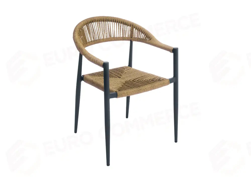 SEDIA MILANO IN ALLUMINIO - WICKER PAGLIA - ANTRACITE