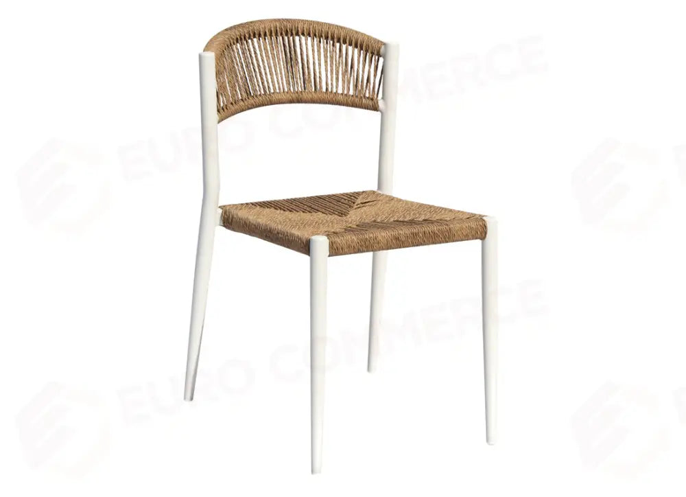SEDIA MILANO IN ALLUMINIO - WICKER PAGLIA - BIANCO